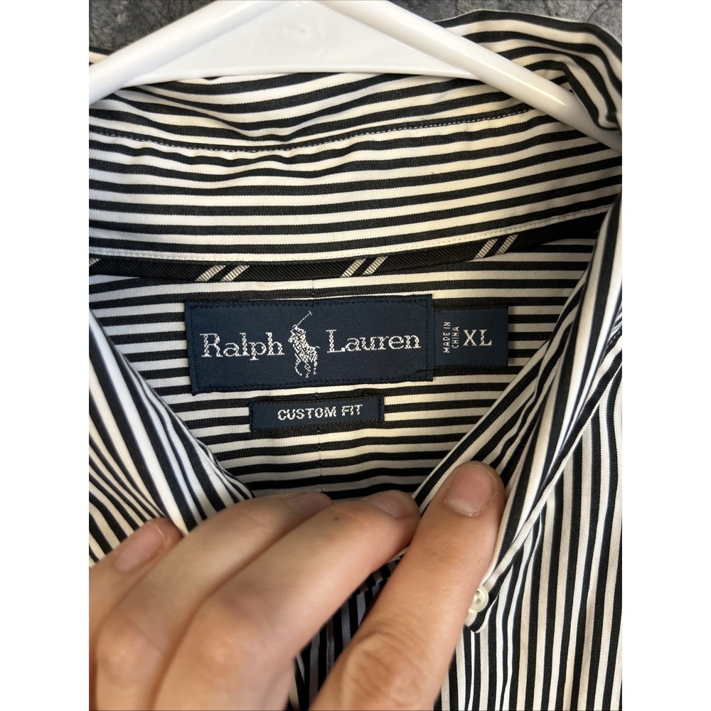 Ralph Lauren Men's Classic Fit XL Long Sleeve Black & White Stripe Preppy - Picture 2 of 7